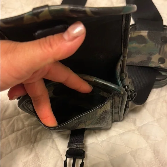 Coach Green and Black Belt Bag and Wallet Set